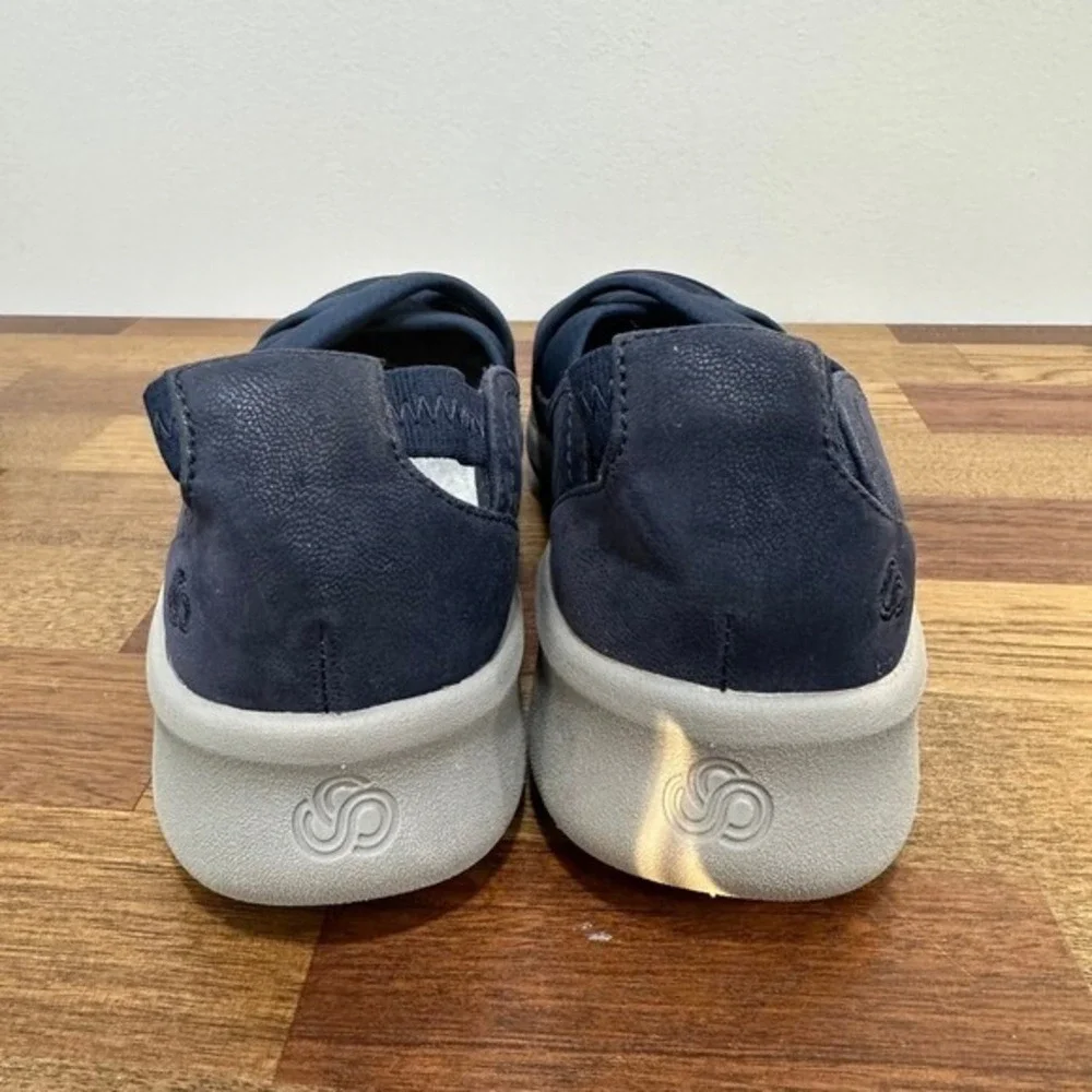 Clarks Cloudsteppers 7.5 Sillian 2.0 Star Navy Blue Cushion Comfort Slip On